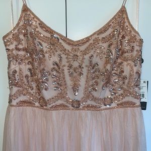 Adrianna Papell Long Sequined Gown - Blush